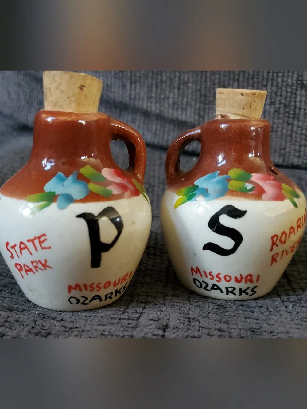 Vintage Salt and Pepper Shakers Lot 3 Sets Ozarks Jugs Stump Glass Box Set